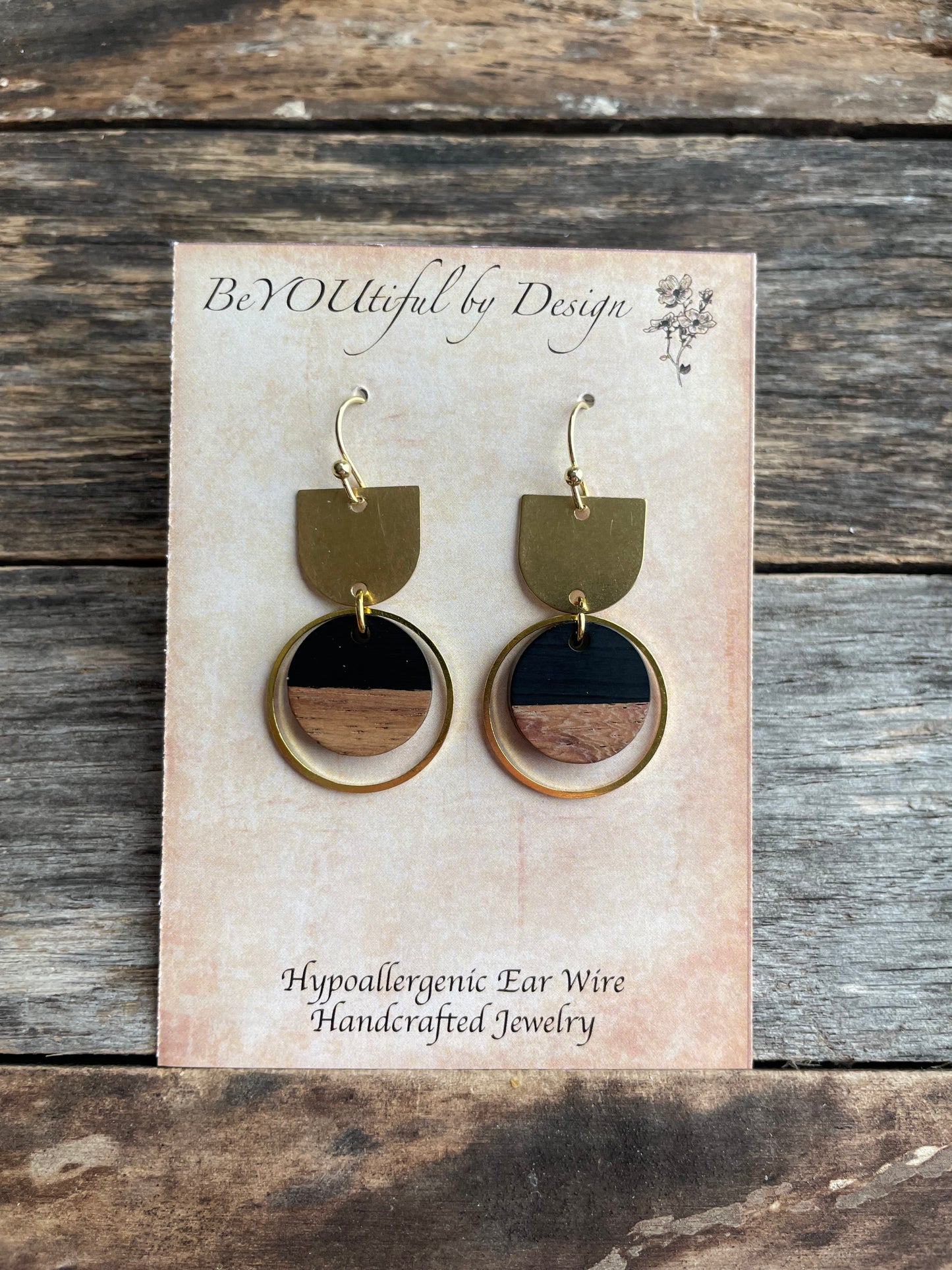 Wood/Resin Earrings with D Shaped Connector