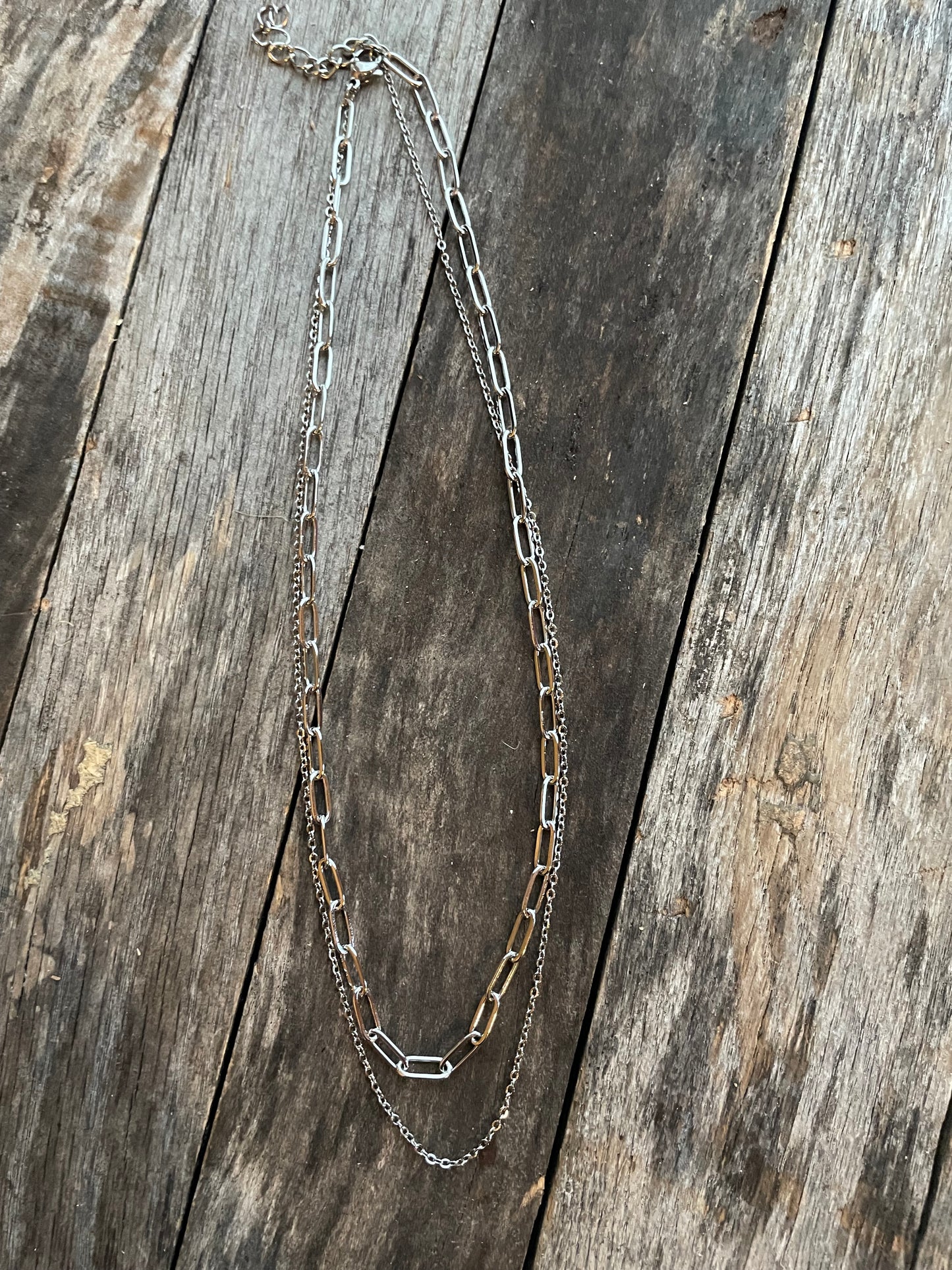 Double Chain Silver Necklace