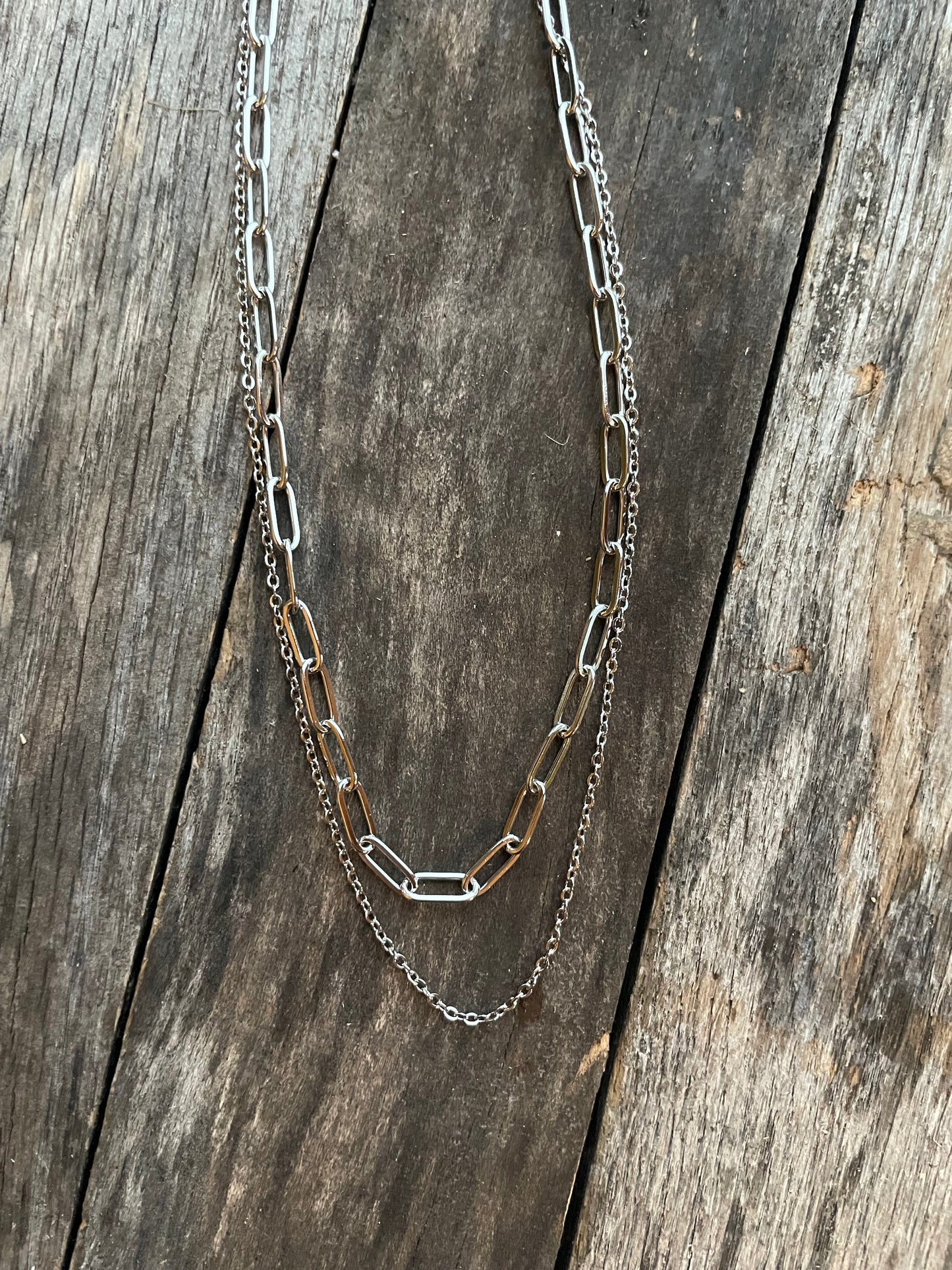 Double Chain Silver Necklace