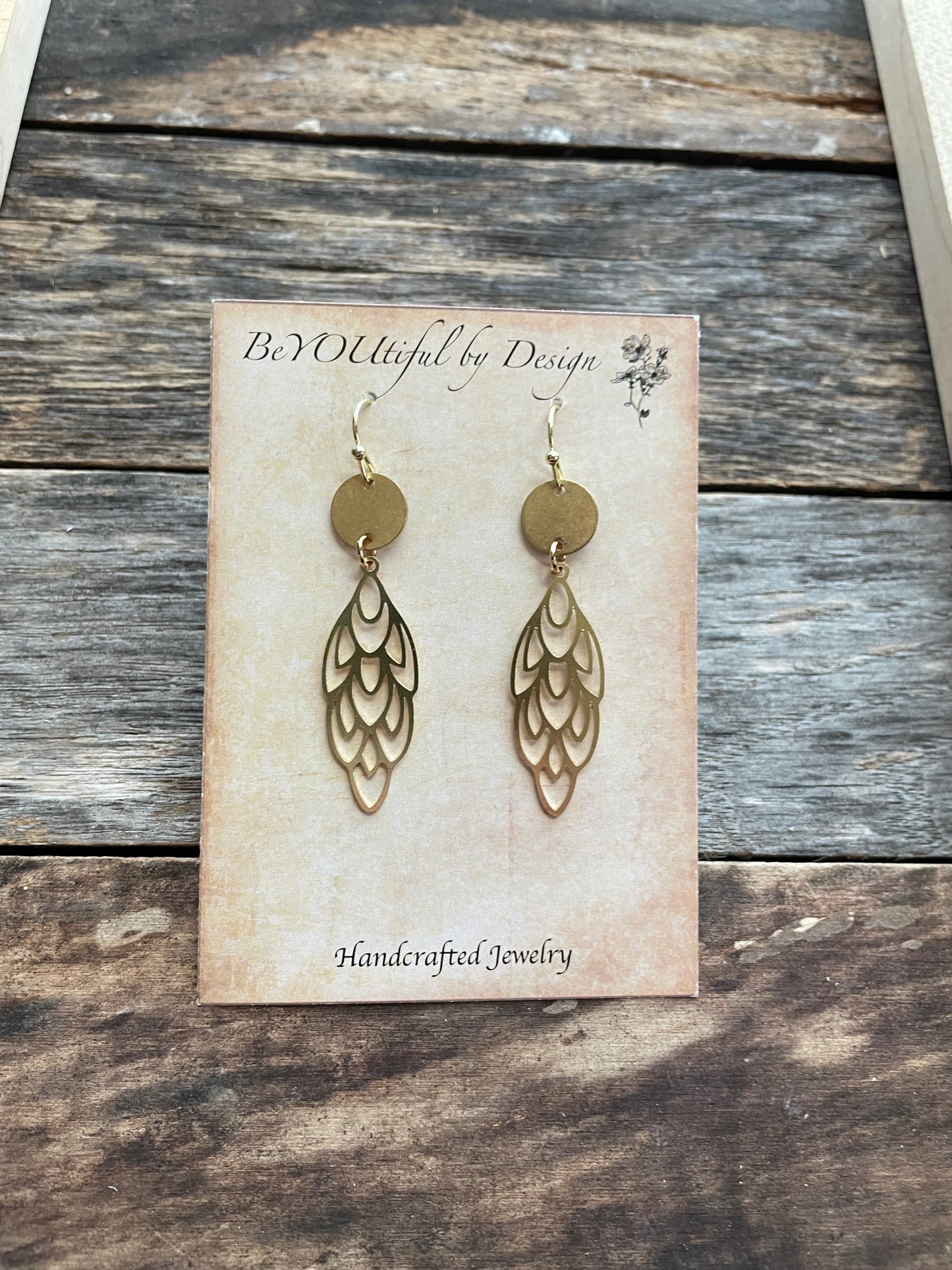 Brass Leaf Dangle Earrings