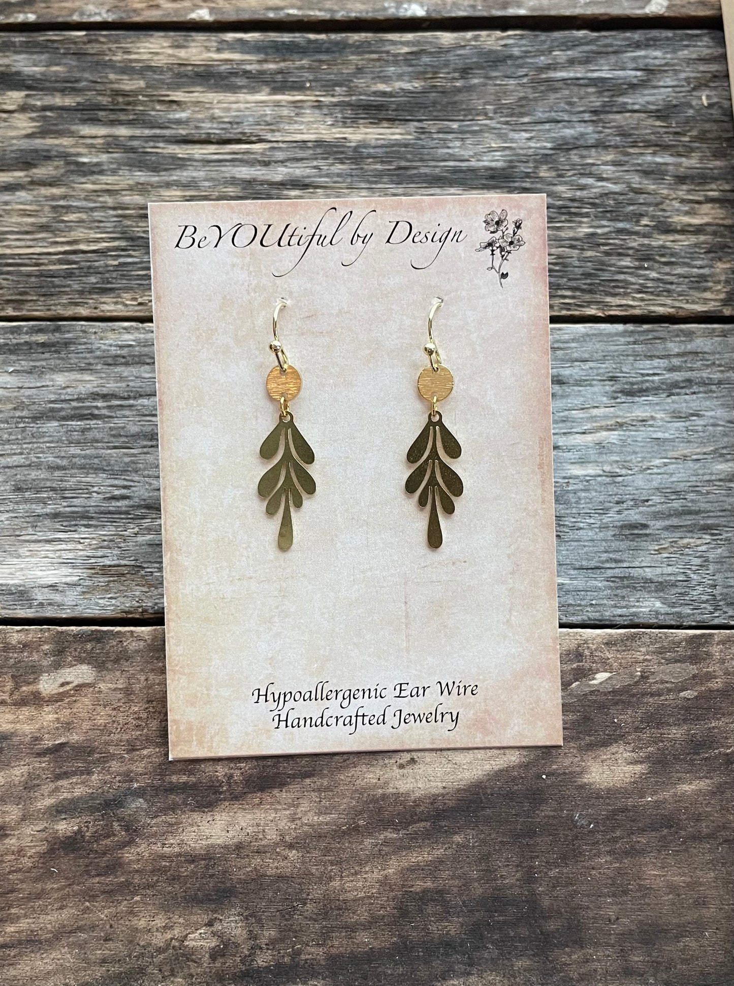 Brass Leaf Dangle Earrings