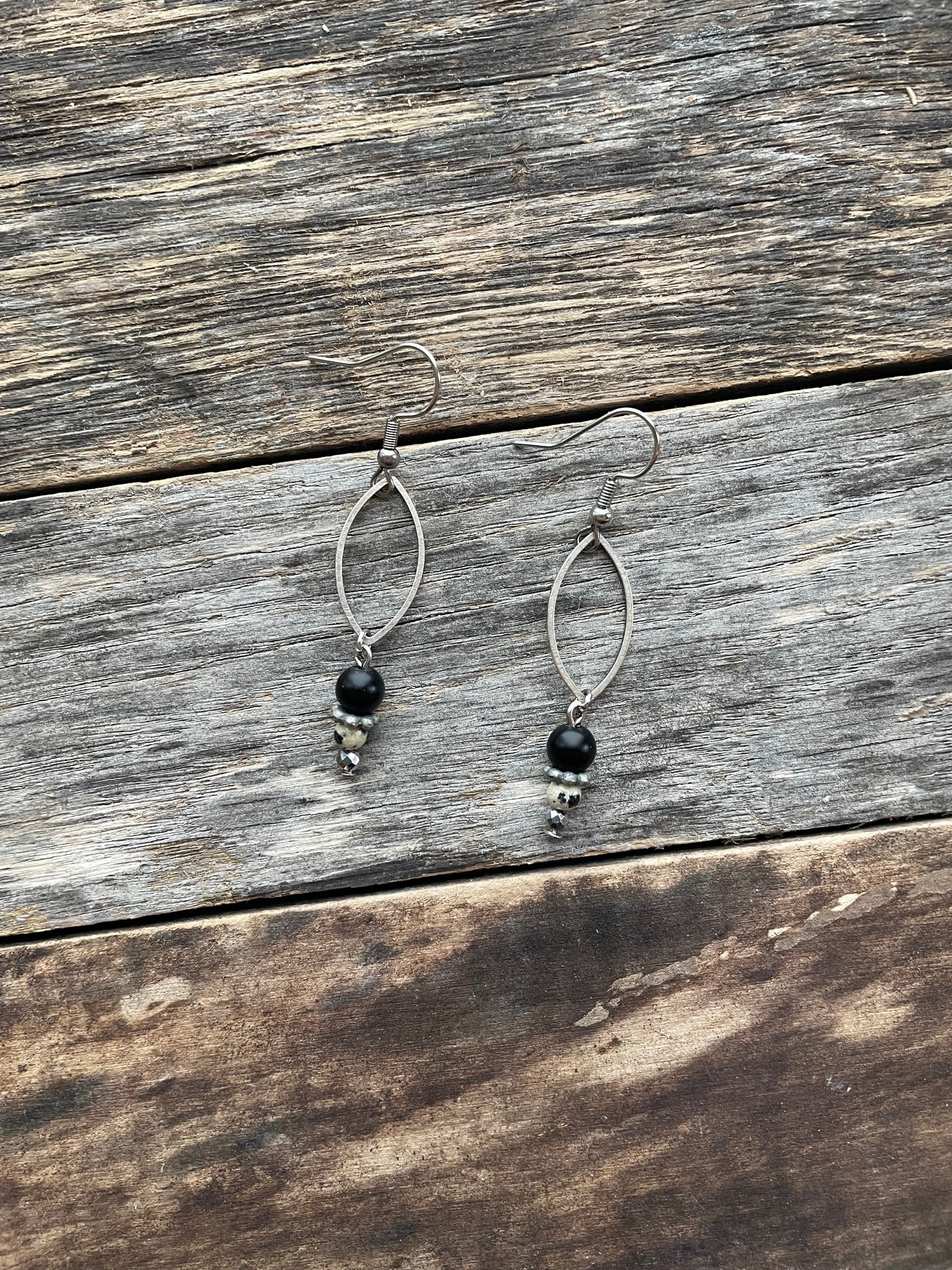 Dangle Marquise Natural Stone Bead Earrings