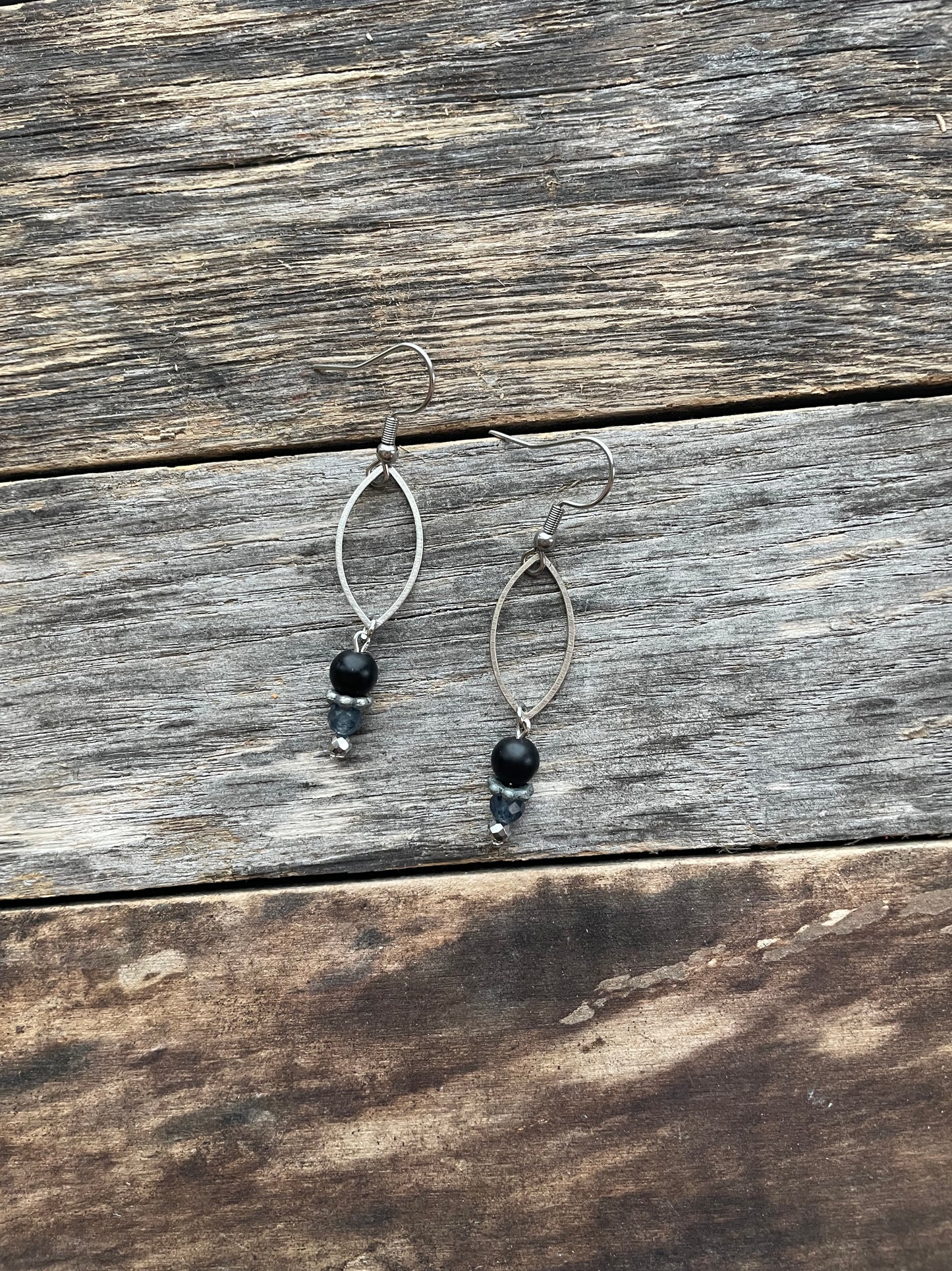 Dangle Marquise Natural Stone Bead Earrings