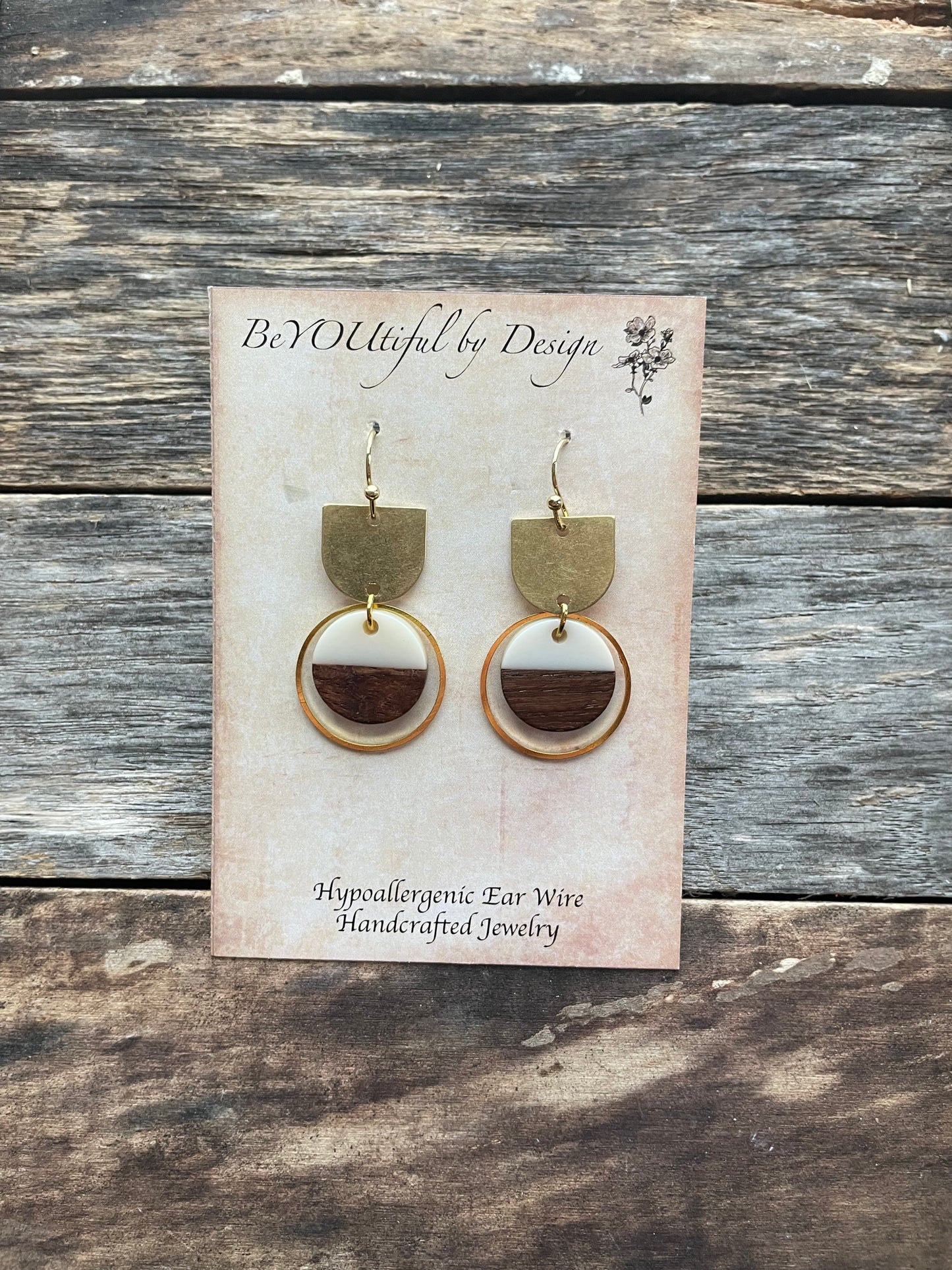 Wood/Resin Earrings with D Shaped Connector