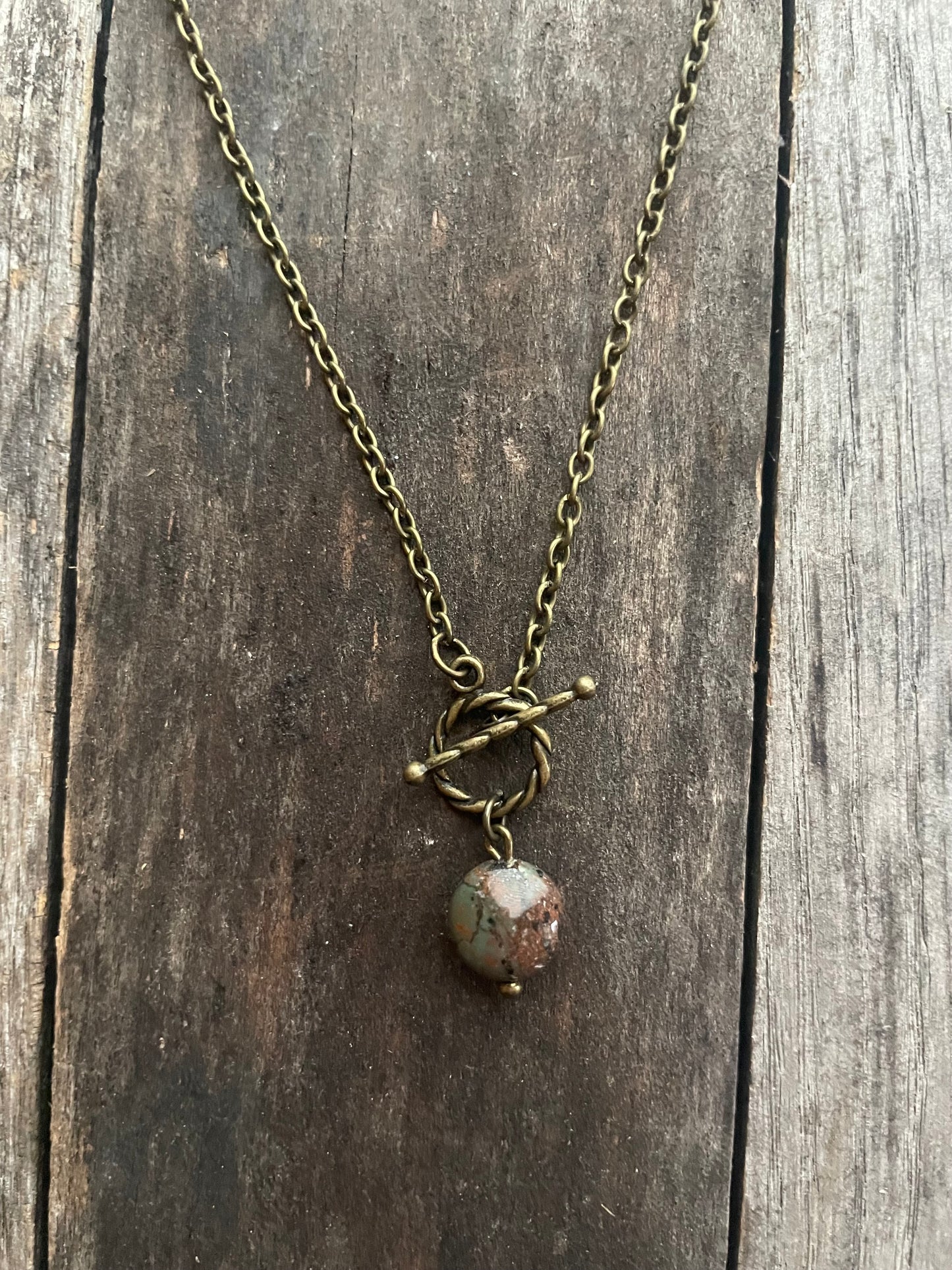 Toggle Necklace w/ Natural Stone Bead