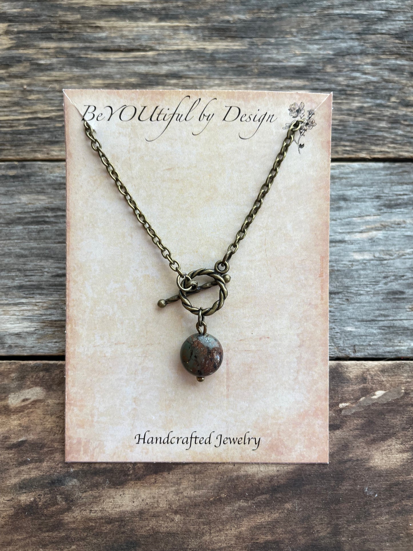 Toggle Necklace w/ Natural Stone Bead